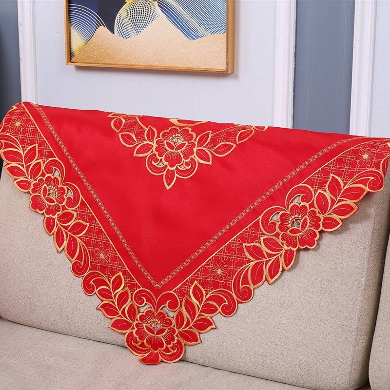红色沙发盖布大h红色喜字沙发巾结婚喜字沙发垫新中式婚庆沙发巾