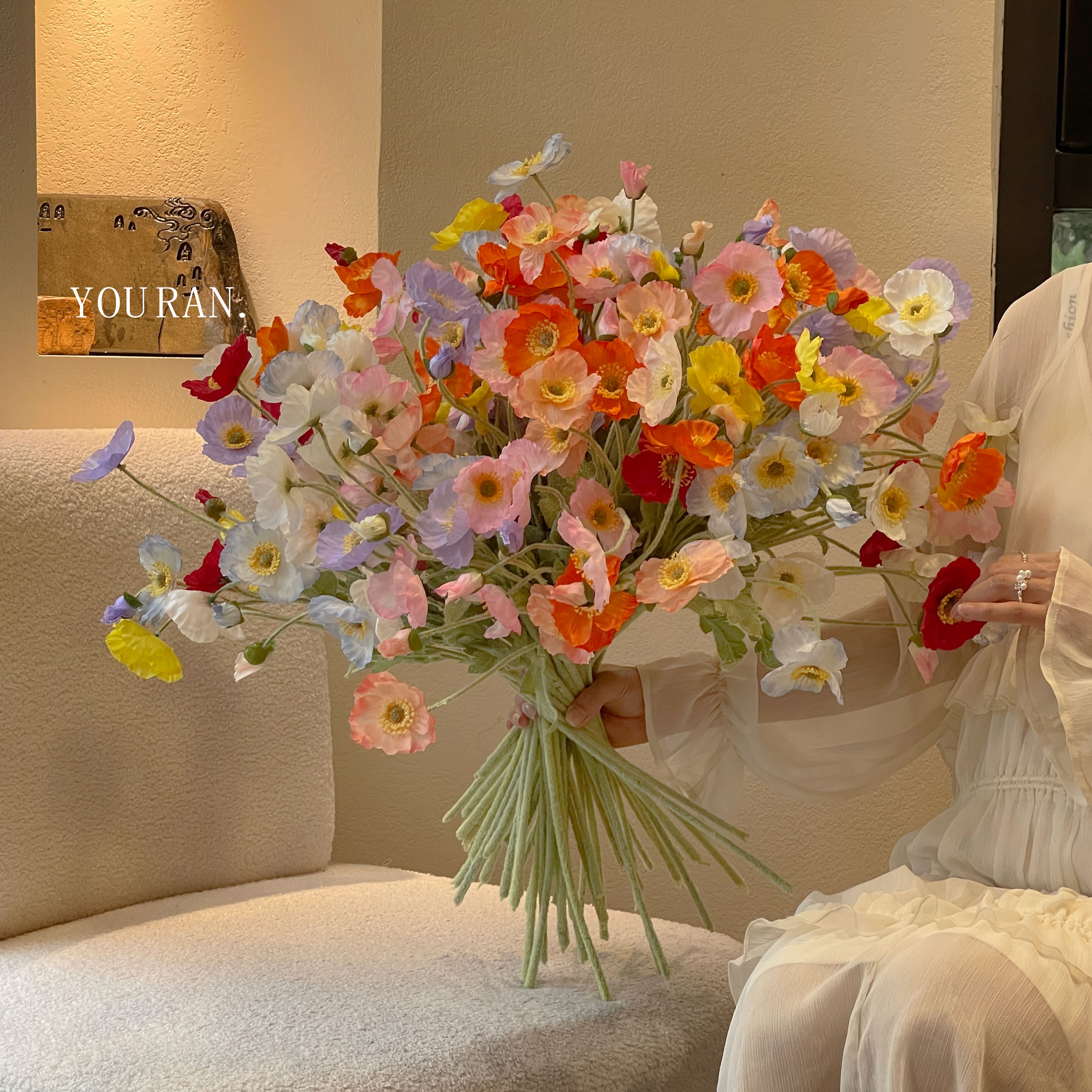 仿真花虞美人花艺造景家居装饰