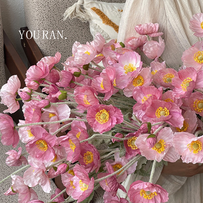 ins风虞美人仿真花摆设