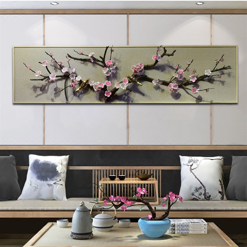 墙面装饰壁饰壁挂中式r新中式客厅卧室床头立体花艺背景挂画图片