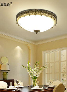 美式乡村吸顶灯简约时尚LEDy铁艺卧室餐厅儿童房欧式田园铁艺灯具