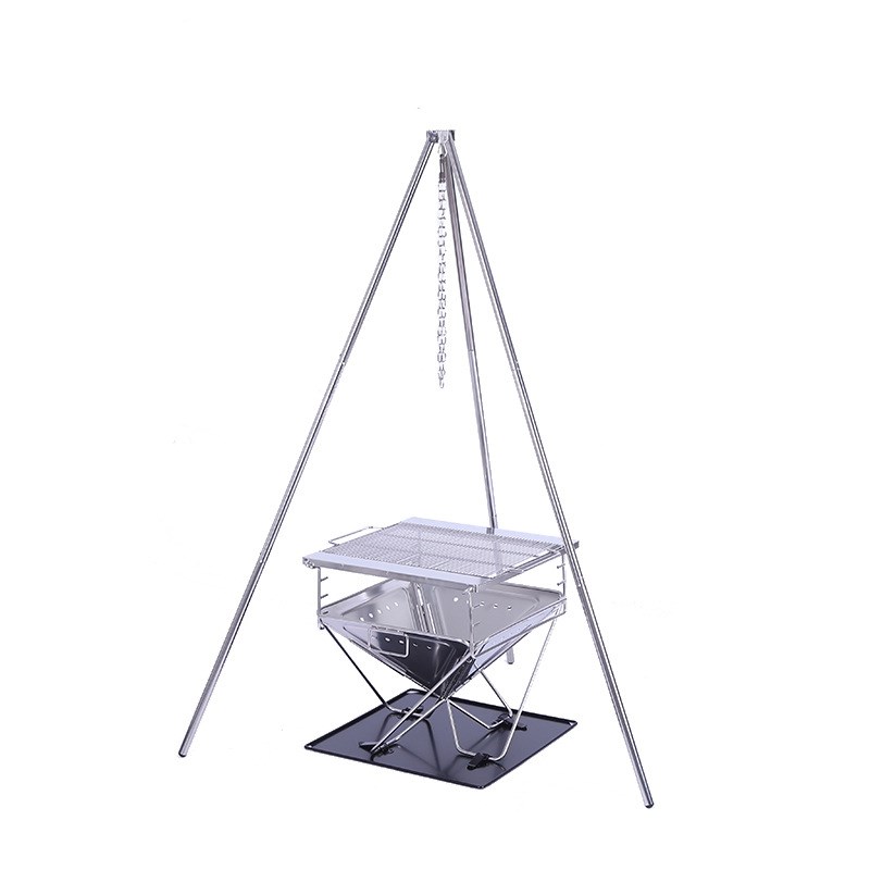 户外烧烤炉焚火台烤肉架烧烤炉304不锈钢烤Q网折叠烤肉炉烧烤架