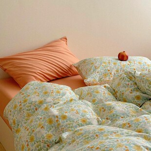 田园小碎花纯棉全j棉被套单件双人床上三四件套学生被罩单人1.8m