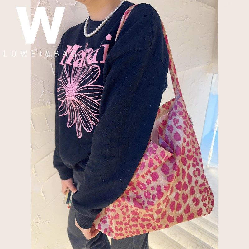 韩系大容量豹纹帆布包女上班通勤松弛感H包2024新款粉色手提单肩,箱包皮具/热销女包/男包,时尚帆布包,淘宝优惠券,粉丝福利购,淘宝优惠卷