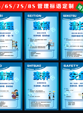 5S 6Sd 7S 8S管理海报 企业文化宣传标语 办公室会议室上墙挂图