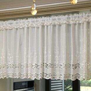 法式刺绣镂d空门帘半帘窗帘短款帘美式隔断帘厨房窗户柜子屏风遮