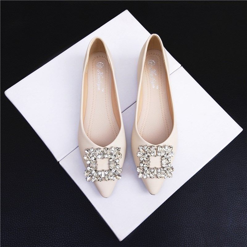 平底鞋女软底2024夏季新款法式尖E头浅口单鞋百搭水钻方扣豆豆瓢,女鞋,浅口单鞋,淘宝优惠券,粉丝福利购,淘宝优惠卷