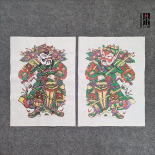 朱仙镇木板年画老门神抱鞭秦琼敬德官代流传传统门神手工年画