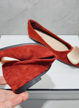婚鞋红色平底f尖头单鞋女2024春季新款百搭浅口黑色鞋子女大码瓢