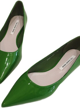 女鞋黄色单鞋女网红n糖果色漆皮平底鞋浅口大码尖头平跟鞋软底鞋4