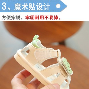 12个月婴幼儿叫叫凉鞋 2025新款 子软底6 夏g季 包头婴 一岁女宝宝鞋