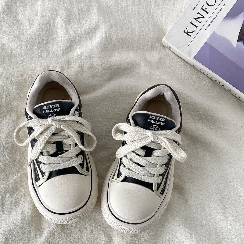 喜叔 黑色厚底大头板鞋女2025新款春秋百搭休Q闲运动鞋圆头小白鞋,女鞋,休闲板鞋,淘宝优惠券,粉丝福利购,淘宝优惠卷