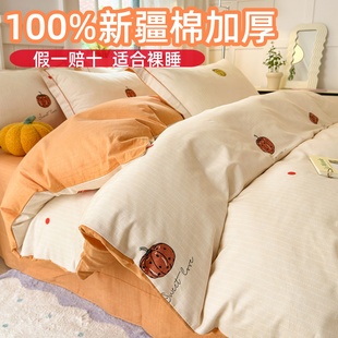 简约.床上用品 高端加厚纯棉磨毛四件套100全棉床单被套床笠秋冬季