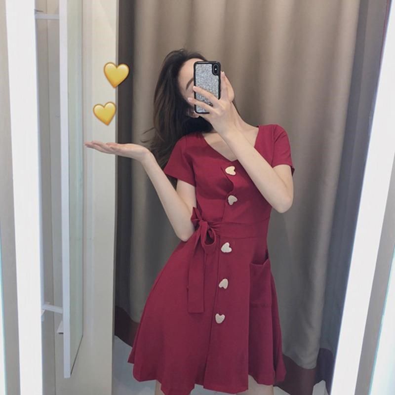 高级感红色连衣裙女夏装2024年新款H收腰显瘦裙子仙女超仙森系气