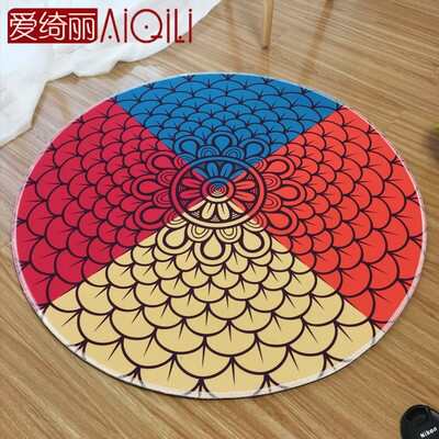 椅可地毯卧室蓝色欧式地客厅图案D转椅圆形青花瓷垫水防滑吊环保