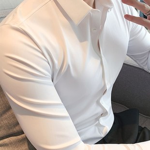 L职业衬衣免烫抗皱寸衫 轻熟风纯色衬衫 商务正装 男高级感修身 长袖