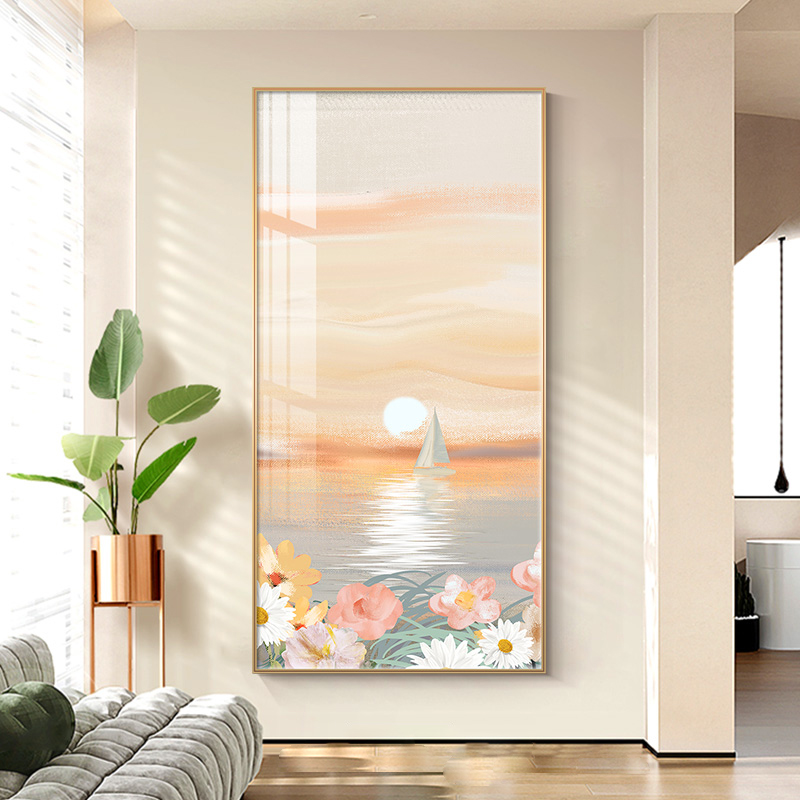 北欧入户门玄关装饰画小清新奶油风挂画走K廊过道墙面海边凤景壁图片