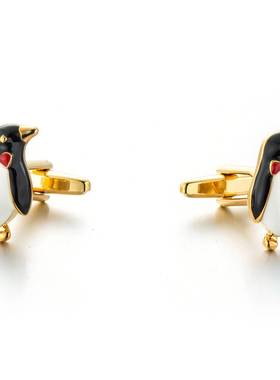 优质法式衬衫礼服袖口 金色企鹅袖扣 动物造型袖钉 cufflink 279