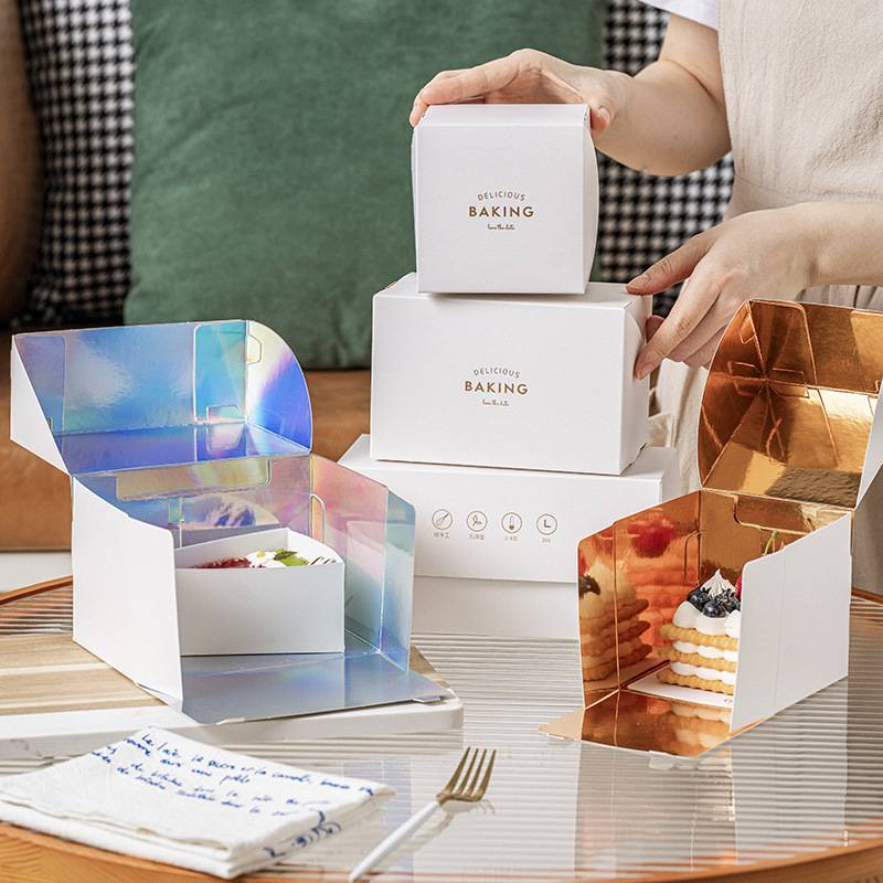 法式蛋糕盒切块小西点甜品打包盒一次性纸杯蛋糕包装盒纸盒可定