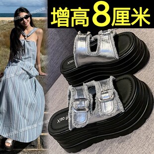 增高厚底凉拖鞋女夏外穿2025新款高级感配裙子R不累脚海边沙滩拖