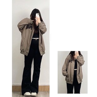 300斤大码女装美式加绒微喇牛仔裤女胖mm显瘦女裤黑色裤子阔腿裤