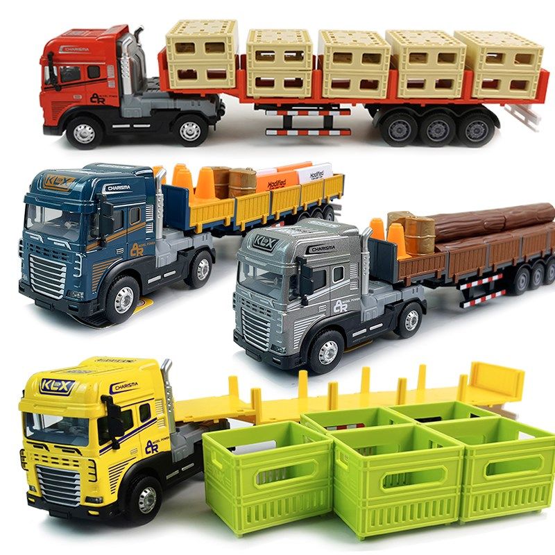 大号合金拖车玩具声光木材平板拖车模型男孩卡车货车儿童运输汽车,玩具/童车/益智/积木/模型,惯性/回力/滑行玩具,淘宝优惠券,粉丝福利购,淘宝优惠卷
