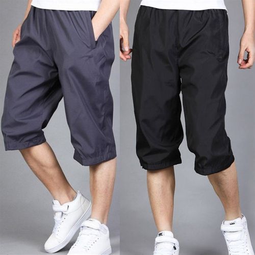 夏季运动七分裤男士马裤弹力速干超薄健身运动短裤涤纶宽松跑步裤