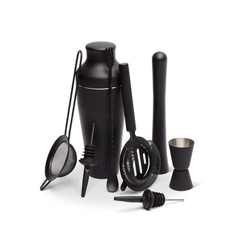 不锈钢调酒器套装哑光q黑鸡尾酒两段式雪克壶手摇杯酒吧自调酒工