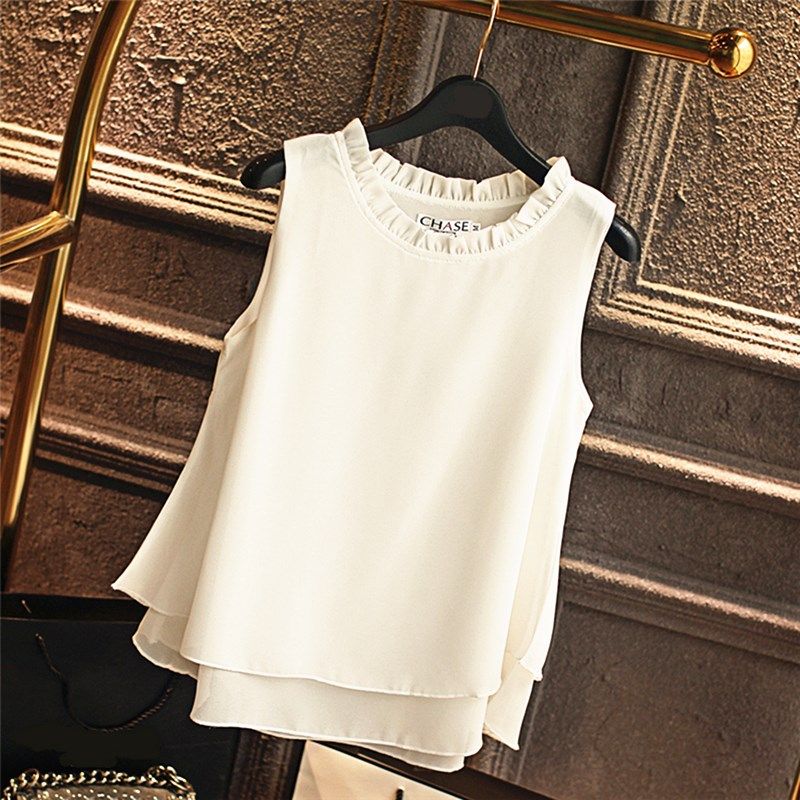 木耳领雪纺背心女内搭夏季新款孕妇装吊带打底衫宽松遮肚外穿上衣