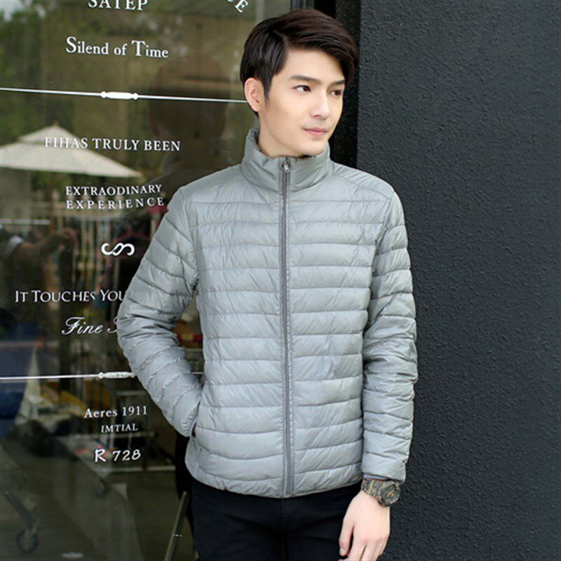 春秋款轻薄羽绒服男款超薄大码短款立领超轻修身男士加肥加大外套