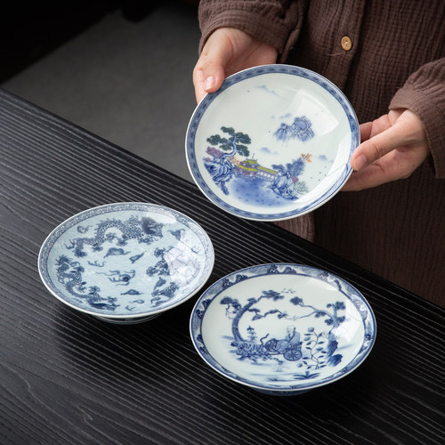 中式青瓷果盘复古精致茶点点心盘陶瓷盘子小号糕点零食干果碟子