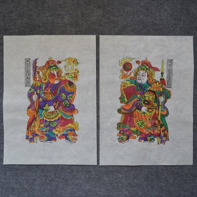 朱仙镇木版年画岳飞韩世忠郁垒神荼创新年画九色套印手工非遗