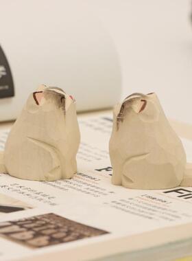 创意手工木雕爱猫咪桌面个性布偶猫萌宠工艺品手作日系礼品