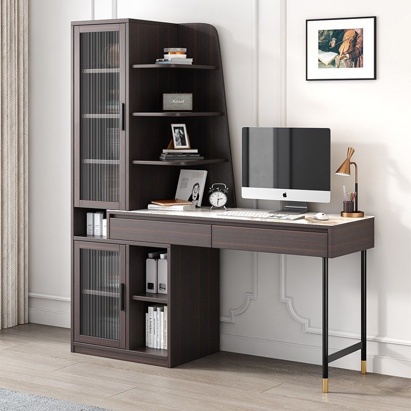 实木书桌书架一体新款卧室小户型学生写字台家用