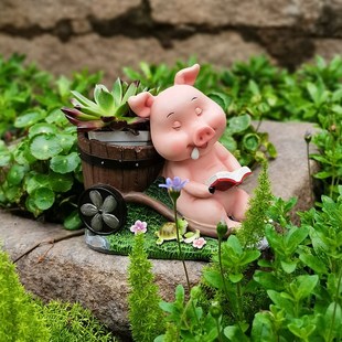 创意爱小猪园造景装饰园艺阳台庭院架多肉盆办公摆设