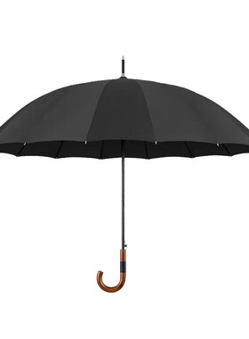 皮木弯骨长雨伞全纤维自动商务大伞弯钩男木伞