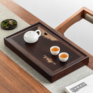 小型家用蓄水干泡茶台竹制轻奢现代新中式 金镶玉茶盘储水式 茶托盘