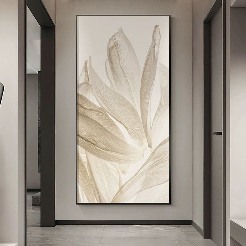 现代素雅入户玄饰画简卉客厅壁画走廊过道竖挂画