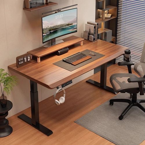 实木电动升降桌电脑桌学习桌书桌电竞桌子家用办公桌升降工作台
