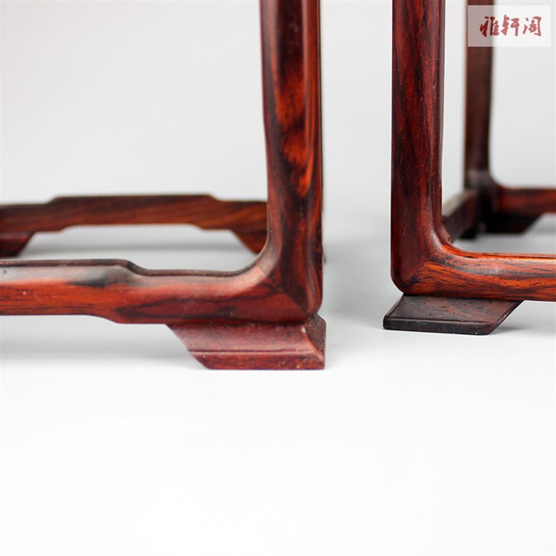 红酸枝老红木明式正方高几奇石玉器摆件花瓶花微型盆景底座小花架