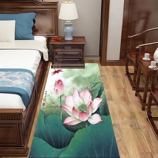 中式 地毯客厅2024新款 荷花沙发茶几地垫家用卧室床边毯防滑瑜伽垫