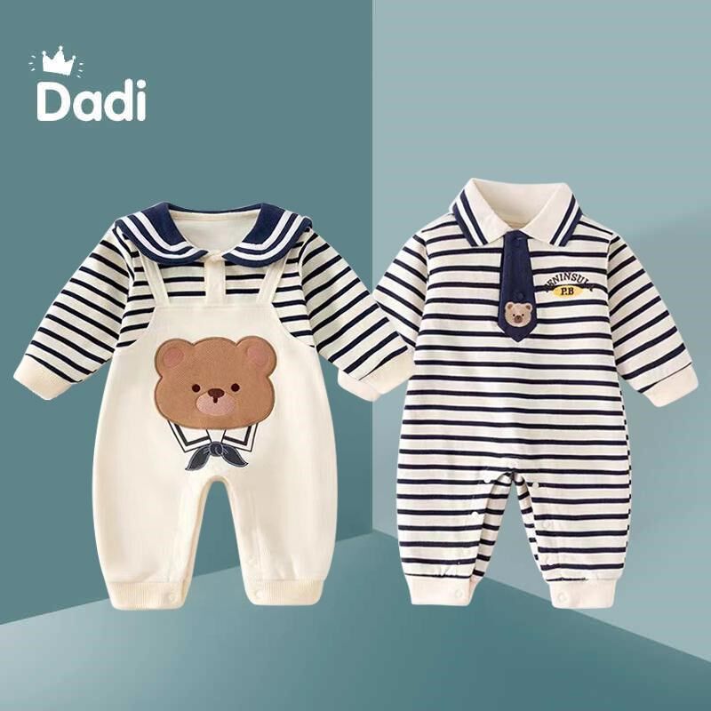 婴儿衣服春装婴幼儿连体衣龙凤宝宝休闲外出服春秋季超萌哈衣爬服