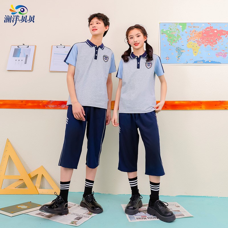 初中小学生校服夏季短袖裤运动会套装四五六七年级男女毕业照班服