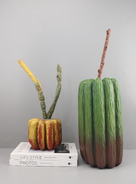 现代简约侘寂风树脂绿色水果梨南瓜摆件客厅玄关酒店软装家居饰品