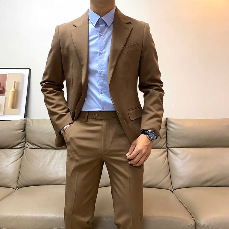 男士商务职业正装休闲西服两件套男韩版修身帅气潮流新郎结婚礼服