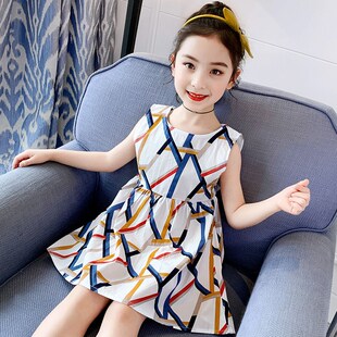 女童新款连衣裙2023夏款韩版洋气时髦女孩时尚纯棉学生棉布裙子潮