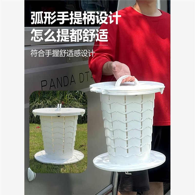 新式小马桶折叠便携式车载马桶野外露营收纳桶发光马桶凳可调节