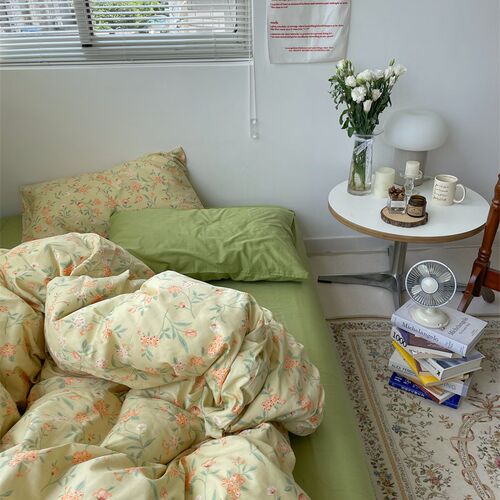 梨梦 无事夏迎春 复古小碎花纯棉四件套40支全棉床单被套床上用品