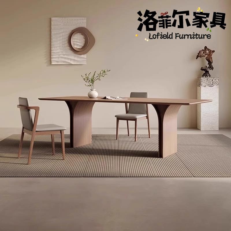 北欧复古风全实木长方形餐桌椅组合家用大小户型餐厅网红吃饭桌子