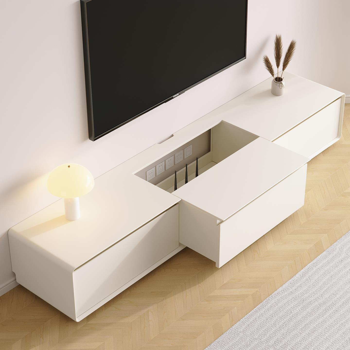 白色实木电视柜茶几组合现代简约2025新款客厅法式奶油风地柜台柜